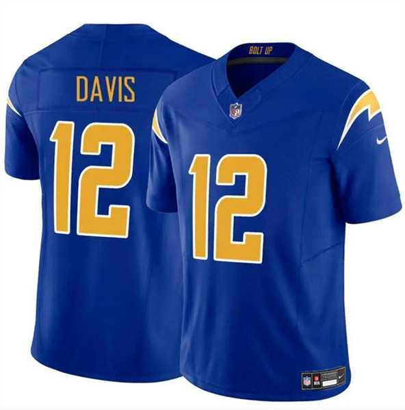 Men & Women & Youth Los Angeles Chargers #12 Derius Davis Royal 2024 F.U.S.E. Vapor Limited Football Stitched Jersey